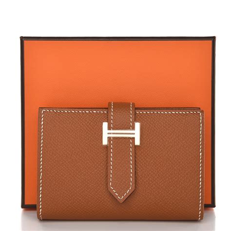 HERMES Epsom Mini Bearn Wallet Gold 